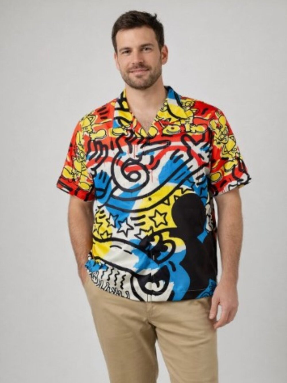 NWT Diamond Supply Co. x Disney Mickey Mouse Keith Haring Button-Up Shirt SIZE L